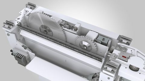 The sawing unit of the TECTRA series Automatische, stufenlose Schnitthöhenverstellung für einen optimierten Sägeblattüberstand und somit für eine saubere Schnittkante.